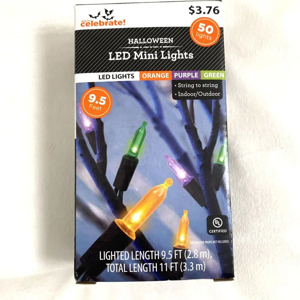Halloween Led Mini Lights Orange 3 Pack Home Decore Holidays Indoor Outdoor